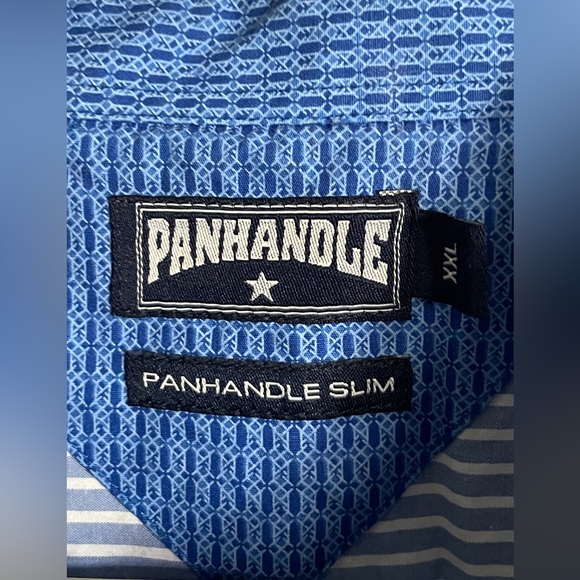 Vintage Panhandle Slim Blue Striped Shirt Button Front 1 Pocket Men's Size XXL - Picture 4 of 12